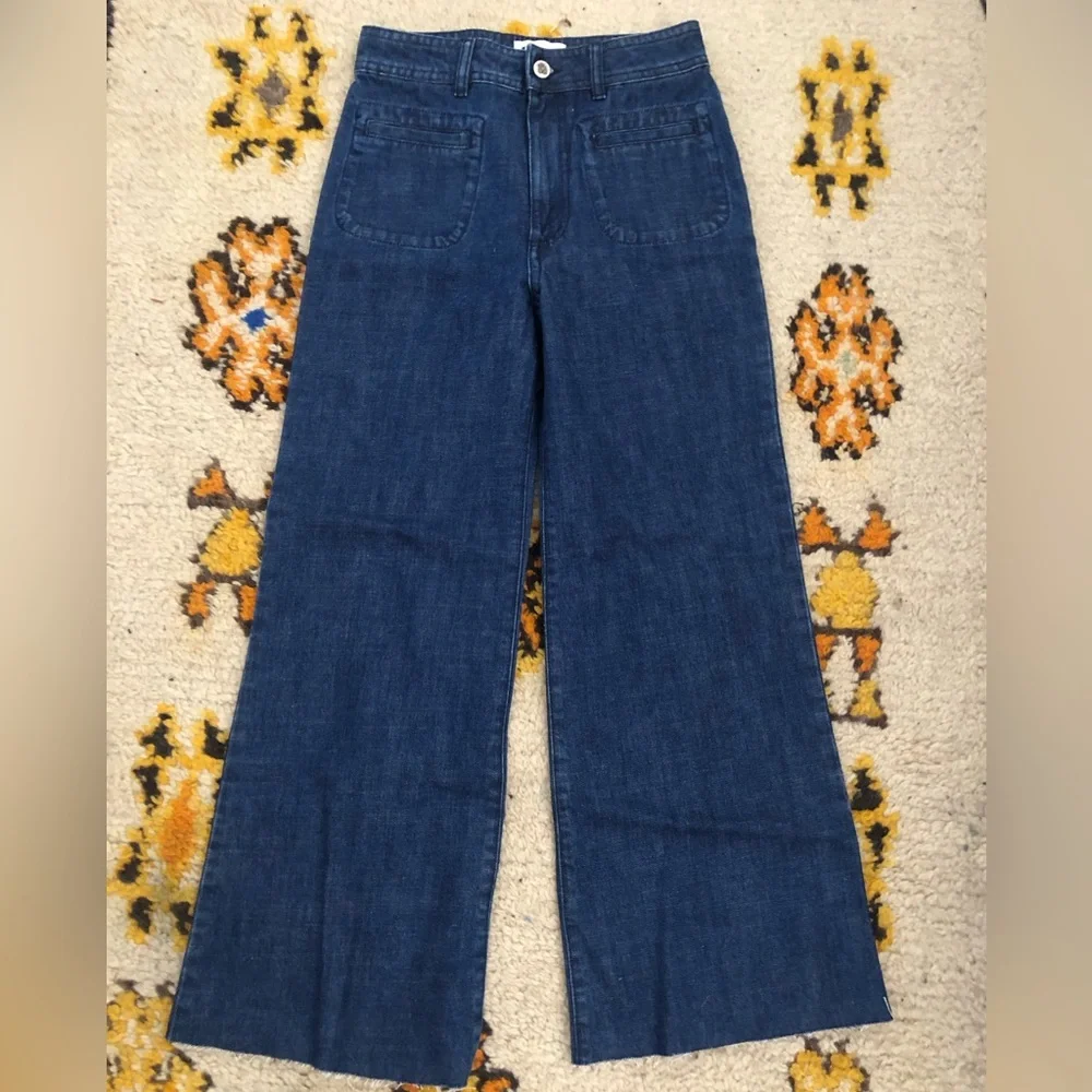 Rouje High-Rise Wide-Leg Jeans in Deep Navy - Picture 2 of 7